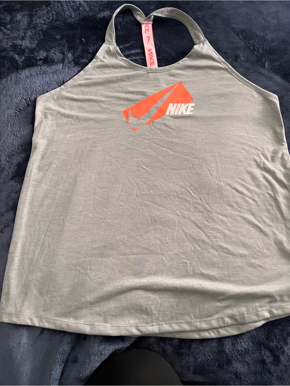 NWT Nike light gray Tank Top with Bright Orange Logo